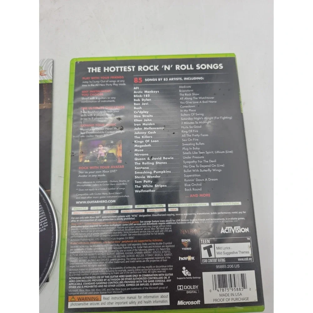 Guitar Hero 5 For Microsoft XBOX 360: Complete In Box, Manual, Tested WORKING
